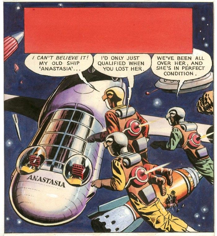 A scan of another frame from the "Reign of the Robots" Dan Dare story