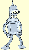 Click on this animated GIF of Bender the Robot to play the "Futurama: Bender Racer" free Flash online arcade game