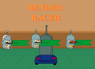 Click on this animated GIF of some screenshots from the "Futurama: Bender Racer" free Flash online arcade game to play it