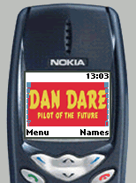 An animated GIF of my Dan Dare Colour Wallpapers for the Nokia 3510i mobile phone (Click here to go to my Dan Dare "Mobile Phone / WAPsite Graphics" page) (32.1 KB)