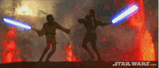 Part of the lightsaber duel between Anakin Skywalker and Obi-Wan Kenobi
