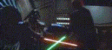 Part of the lightsaber duel between Darth Vader and Luke Skywalker