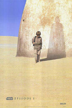 The original "Star Wars Episode I: The Phantom Menace" poster that the above wallpaper picture superbly spoofs