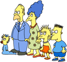 The Simpsons as they looked when they first appeared in 1987