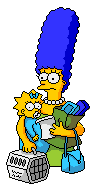 Marge Simpson holding baby daughter Maggie (and other important items)