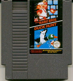 The Nintendo Entertainment System game cartridge that included "Duck Hunt" with the original Super Mario Bros. game