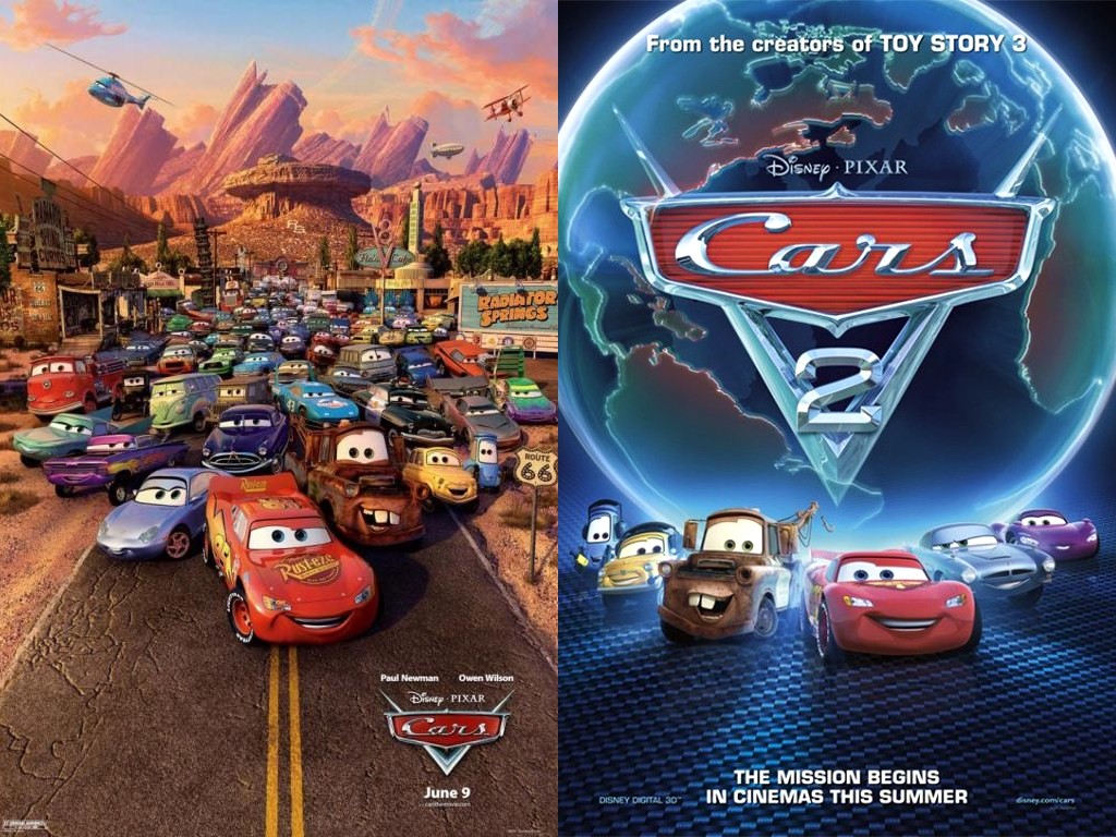 "Cars" Pixar cartoon movie desktop wallpaper number 2 (1024 x 768 pixels) - click here to view an interactive version of the Cars movie poster
