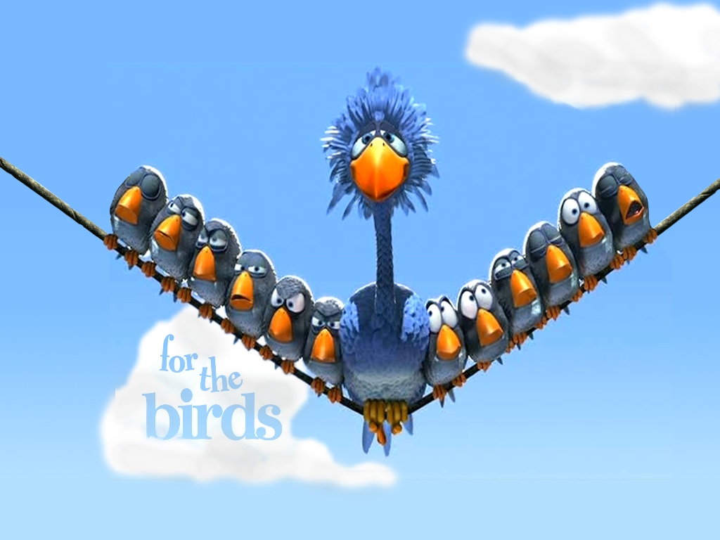 "For the Birds" (the Pixar short film shown at the cinema with "Monsters, Inc.") desktop wallpaper (1024 x 768 pixels)