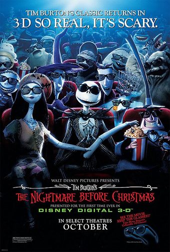 One of the posters for the 2006 3-D re-release of the movie "The Nightmare Before Christmas"