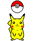 Pikachu bouncing a PokeBall on his head
