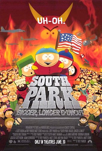 One of the posters for the 1999 movie "South Park: Bigger, Longer & Uncut"
