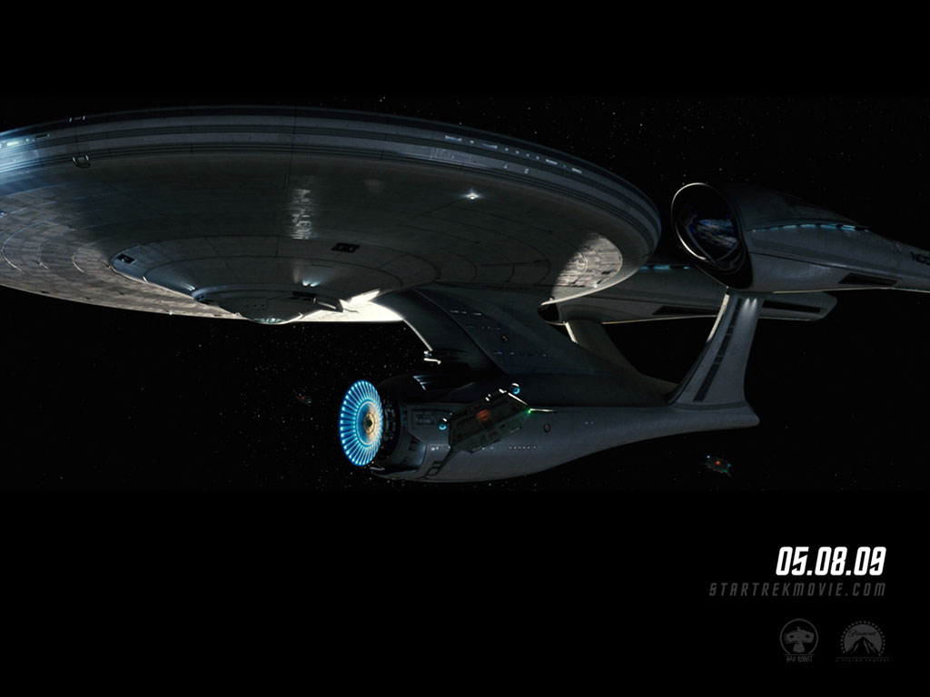 "Star Trek" desktop wallpaper number 10 - the 2009 movie version of the USS Enterprise NCC-1701 (1024 x 768 pixels)