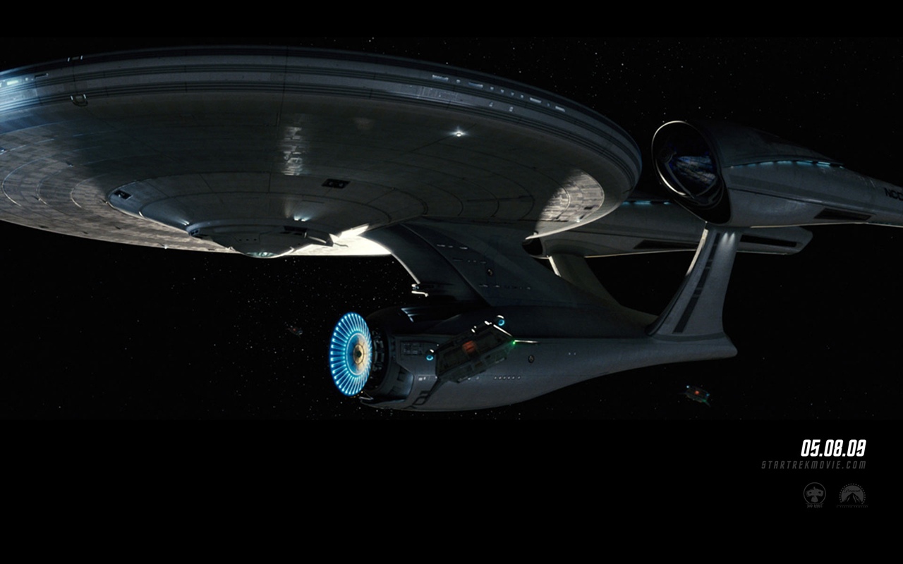 "Star Trek" desktop wallpaper number 10 - the 2009 movie version of the USS Enterprise NCC-1701 (1280 x 800 pixels)