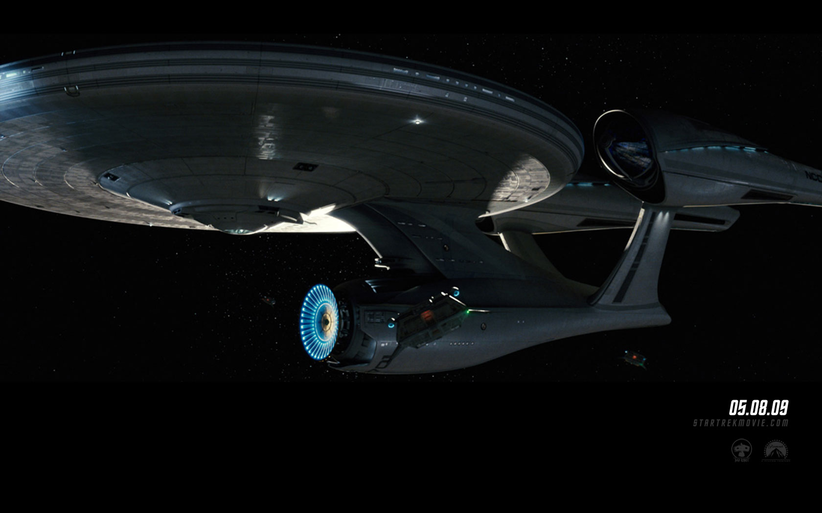 "Star Trek" desktop wallpaper number 10 - the 2009 movie version of the USS Enterprise NCC-1701 (1680 x 1050 pixels)