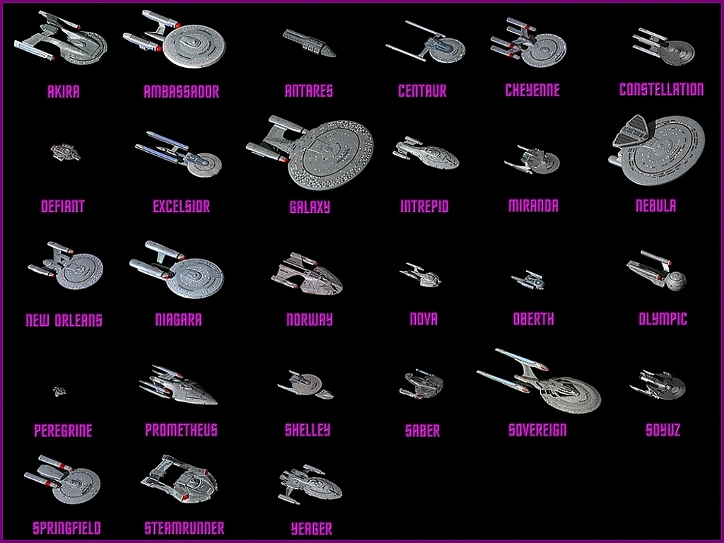 "Star Trek" desktop wallpaper number 3 - Starfleet's Ships of the Line #1 (1024 x 768 pixels)