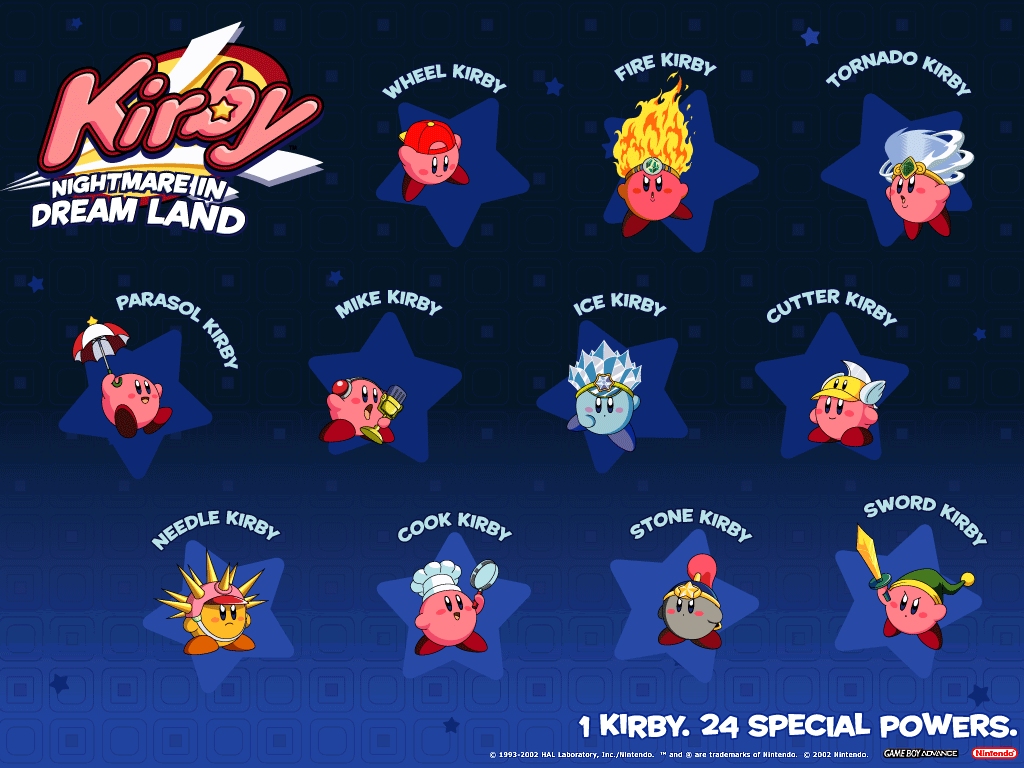 "Kirby: Nightmare in Dreamland" desktop wallpaper (1024 x 768 pixels)