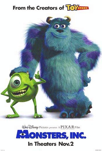 One of the posters for the 2001 movie "Monsters, Inc."